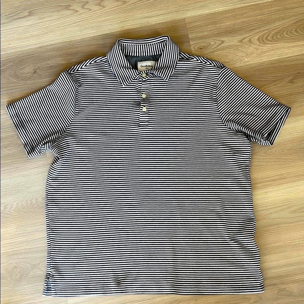 Goodfellow Cotton Striped Men's Polo Shirt XL Navy White Career Preppy Nautical